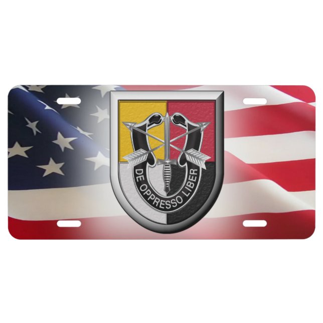3rd Special Forces Group (A) With American Flag License Plate (Front)