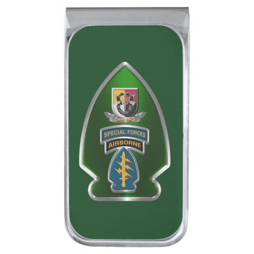 3rd Special Forces Group Airborne  Silver Finish Money Clip