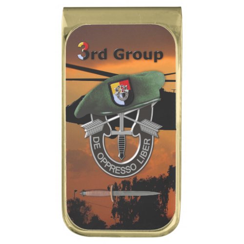 3rd Special Forces Group Green Berets SF SFGA Gold Finish Money Clip