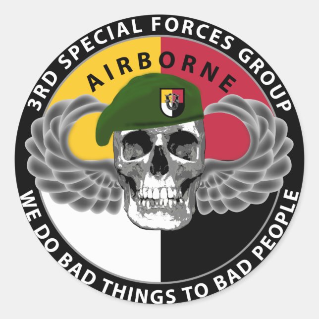 3rd Special Forces Group Skull Classic Round Sticker (Front)