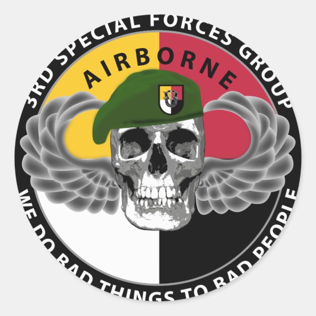 3rd Special Forces Group Skull Classic Round Sticker (Front)
