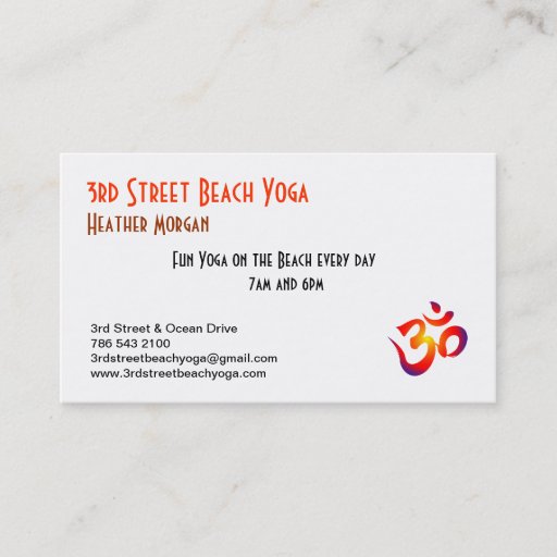 Customizable 3rd Street Beach Yoga Business Cards