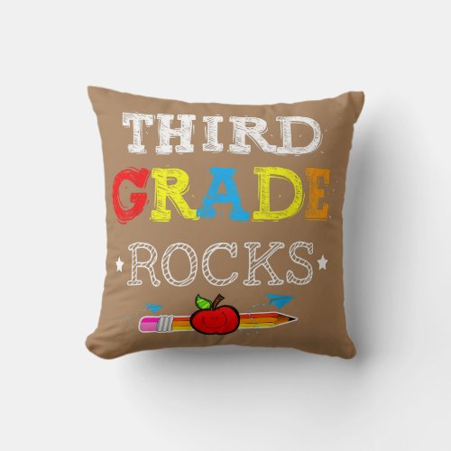 3rd teacher team third grade rocks  throw pillow