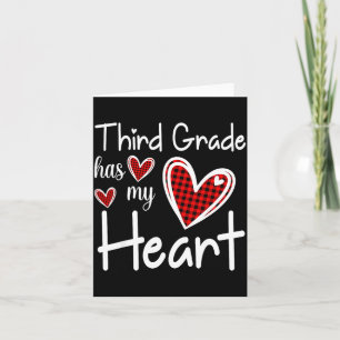 3rd Third Grade Has My Heart Buffalo Print Teacher Card