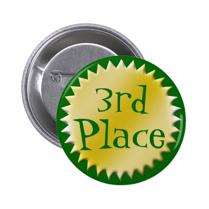 3rd Third Place Award Button, Customizable