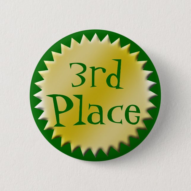 3rd Third Place Award Button, Customizable Button (Front)