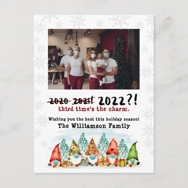 3rd Time's The Charm | Funny 2022 Holiday Photo Postcard (Front)