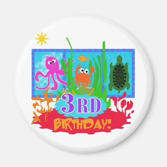 3rd Undersea Adventure Birthday Tshirts Magnet (Front)
