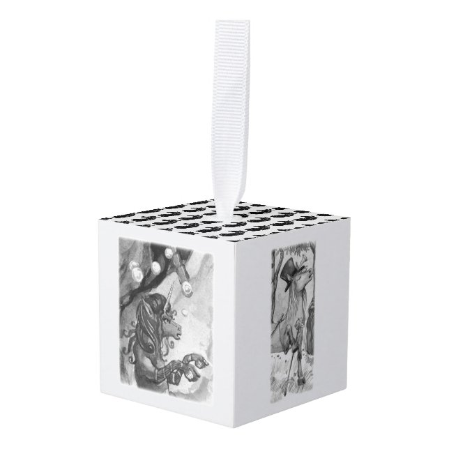 3rd Unicorn Character Cube Ornament (Front Angled)
