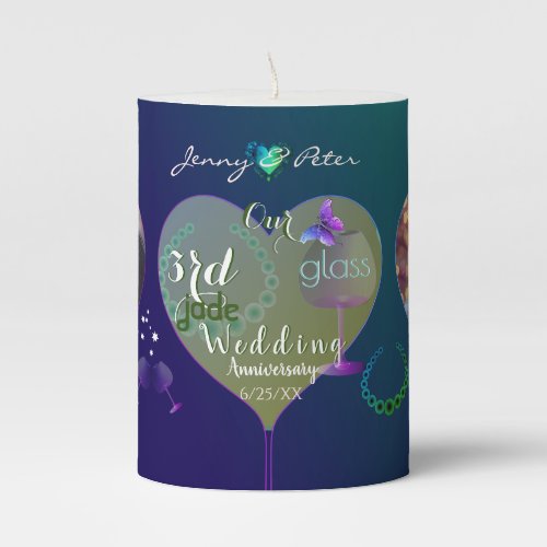 3rd Wedding Anniversary 2 Photos  Pillar Candle