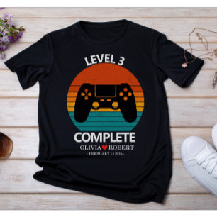 3rd Wedding Anniversary Custom Retro Video Game T-Shirt