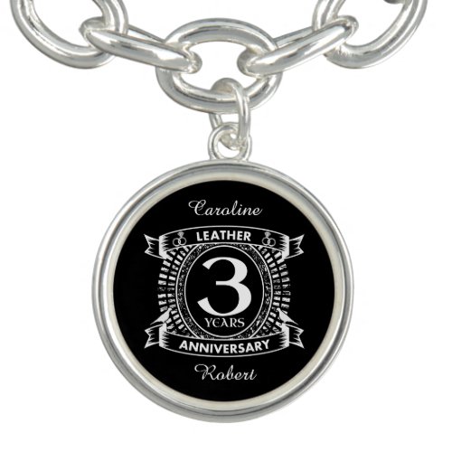 3rd wedding anniversary distressed crest bracelet