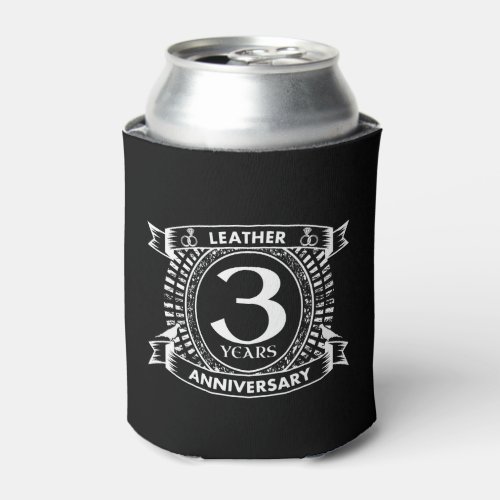 3rd wedding anniversary distressed crest can cooler