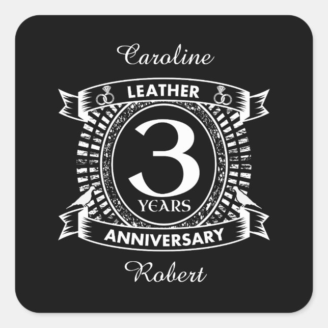 3rd wedding anniversary distressed crest square sticker (Front)