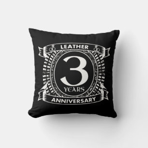 3rd wedding anniversary distressed crest throw pillow