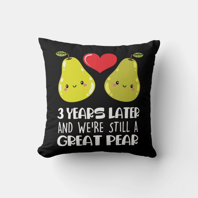 3rd Wedding Anniversary Gift Married Couple Pear Throw Pillow (Front)