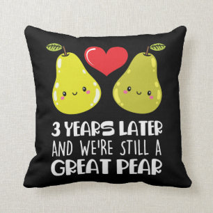 3rd Wedding Anniversary Gift Married Couple Pear Throw Pillow