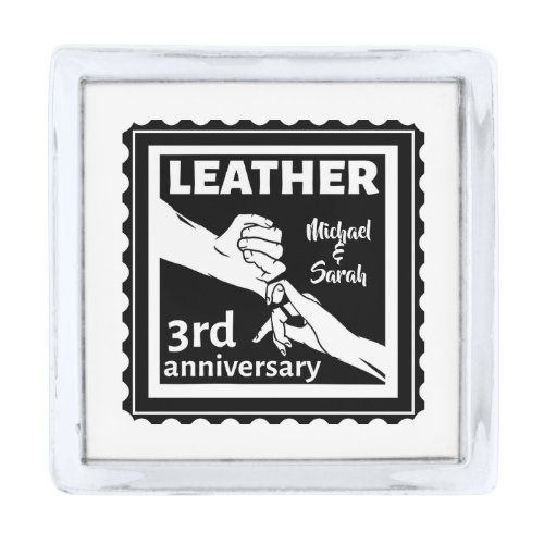 3RD Wedding anniversary holding hands traditional Silver Finish Lapel Pin