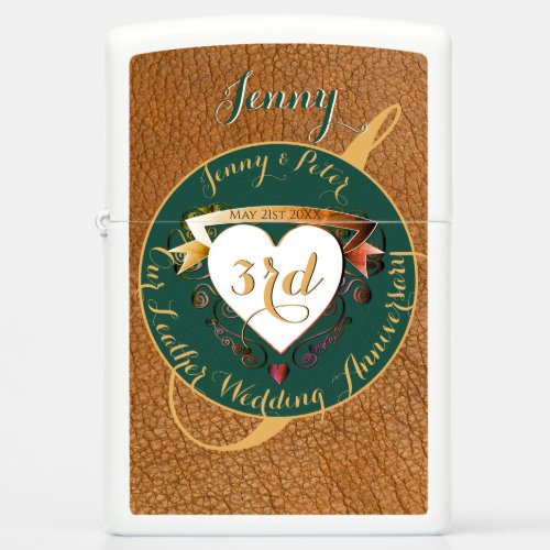 3rd Wedding Anniversary Leather Imag Zippo Lighter