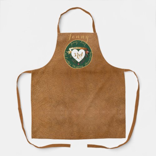 3rd Wedding Anniversary Leather Image Apron