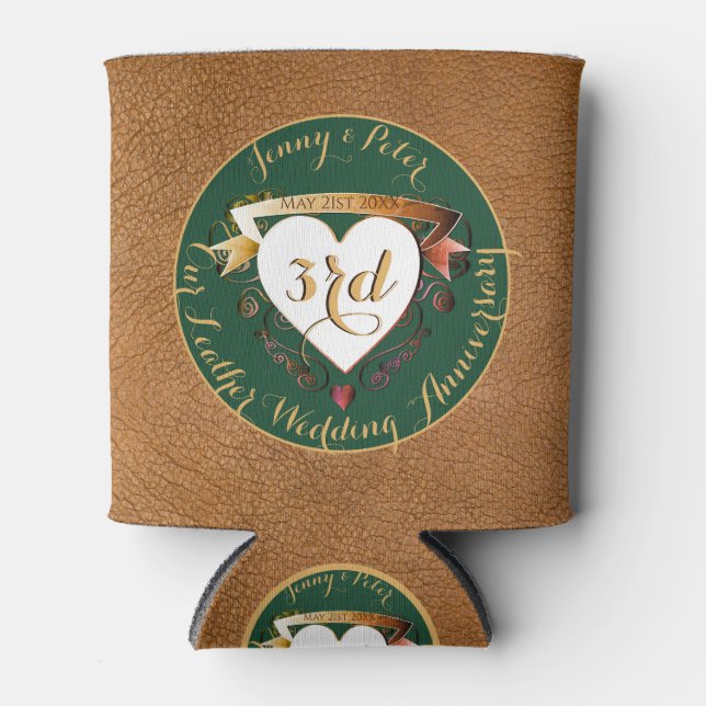 3rd Wedding Anniversary Leather(Image) Cooler (Front)