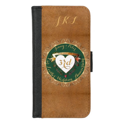 3rd Wedding Anniversary Leather Image  iPhone 87 Wallet Case
