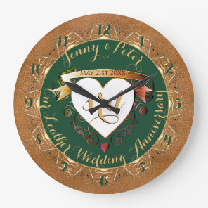 3rd Wedding Anniversary Leather Image Large Clock