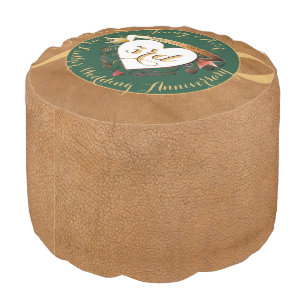 3rd Wedding Anniversary Leather Image Pouf