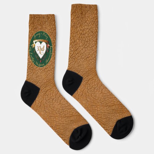 3rd Wedding Anniversary Leather Image Socks