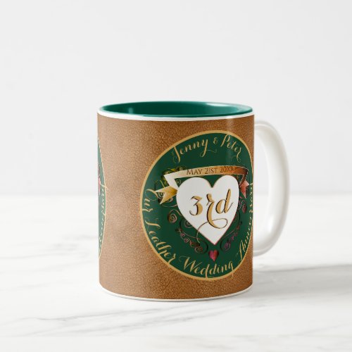 3rd Wedding Anniversary Leather Two_Tone Coffee Mu Two_Tone Coffee Mug