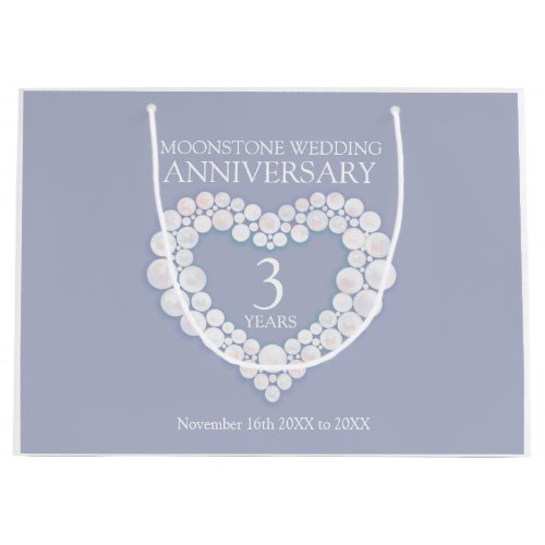 3rd wedding anniversary moonstone bead heart large gift bag