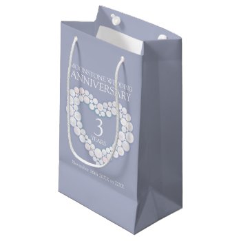 3rd Wedding Anniversary Moonstone Bead Heart Photo Small Gift Bag by Mylittleeden at Zazzle