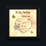 3rd Wedding Anniversary Wife Keepsake  Gift Box<br><div class="desc">Personalised 3rd Wedding Anniversary Wife personalised Butterfly and Roses design Keepsake Gift Box.</div>