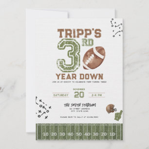 3rd Year Down Boy Football Birthday Invitation