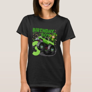 3rd Year Old Birthday Boy Monster Truck St Patrick T-Shirt