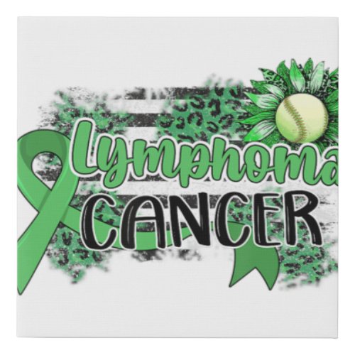 3rVQ Flower Green Ribbon Lymphoma Cancer Awareness Faux Canvas Print