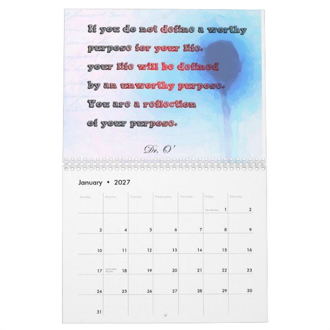 3SqMeals Custom Printed Calendar (Jan 2027)
