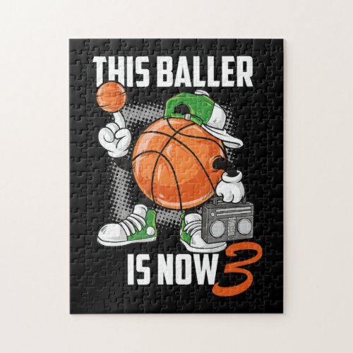 3th Birthday Basketball Player Funny 3 Years Old Jigsaw Puzzle