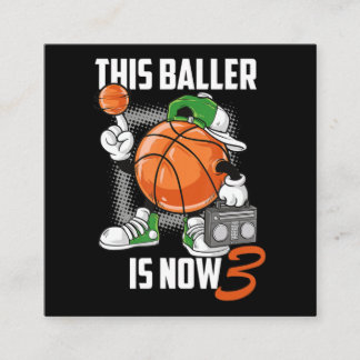 3th Birthday Basketball Player Funny 3 Years Old Square Business Card
