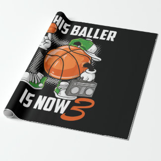 3th Birthday Basketball Player Funny 3 Years Old Wrapping Paper