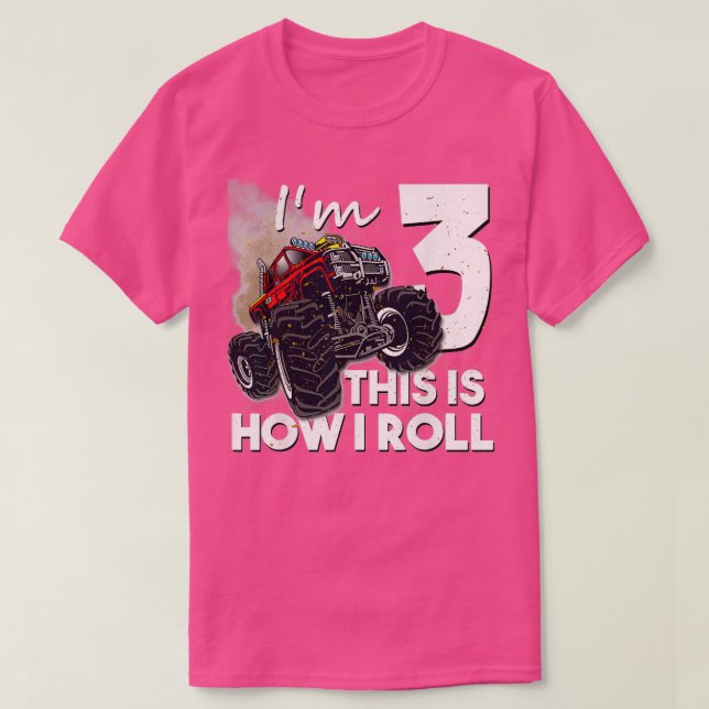 3th Birthday Boy Monster Truck 3 Years Old 2 T-Shirt (Design Front)