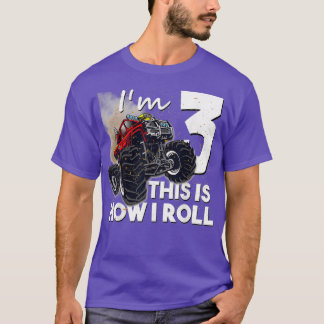 3th Birthday Boy Monster Truck 3 Years Old Gift T-Shirt