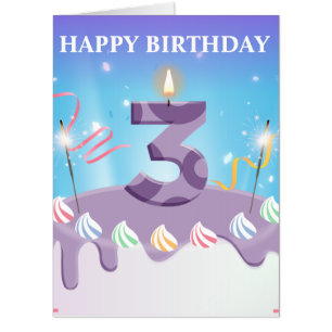 3th birthday card, 3 year old, baby birthday card