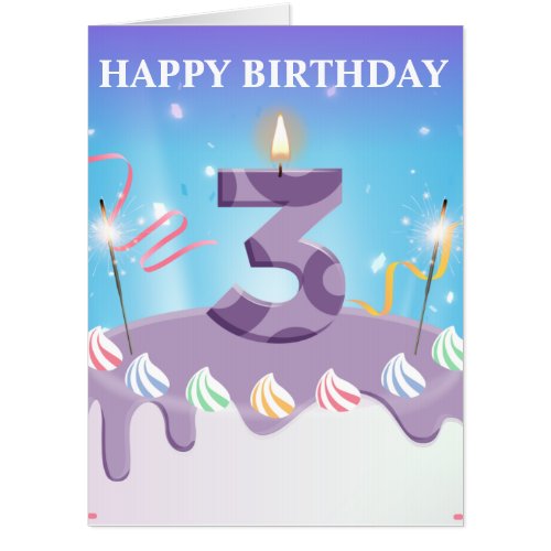 3th birthday card 3 year old baby birthday card