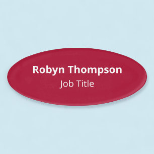 3x2 Red Acrylic Oval Nametag Magnetic Professional Name Tag
