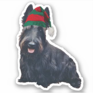 3x3 Custom Vinyl Sticker - Christmas Scottie
