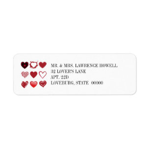 3x3 Heart Grid Valentine Return Address Label