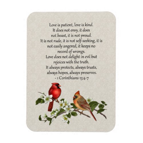 3x4 Cardinals Dogwood Love is Patient Love is Kind Magnet