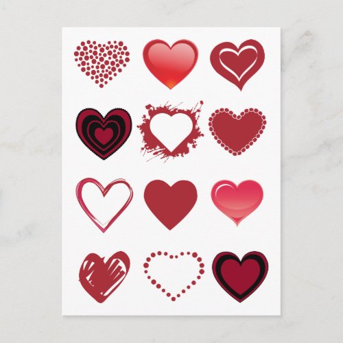 3x4 Heart Grid Valentine Postcard