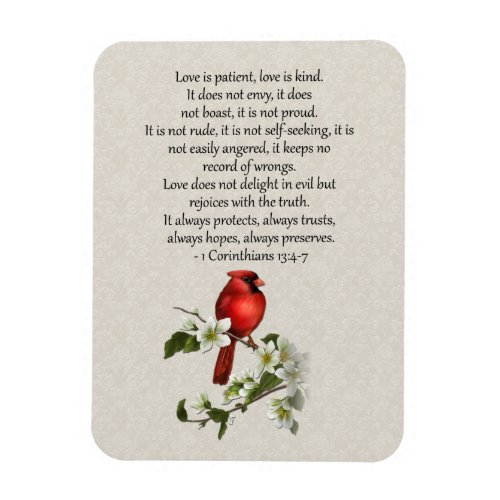 3x4 Red Bird Dogwood Love is Patient Love is Kind Magnet